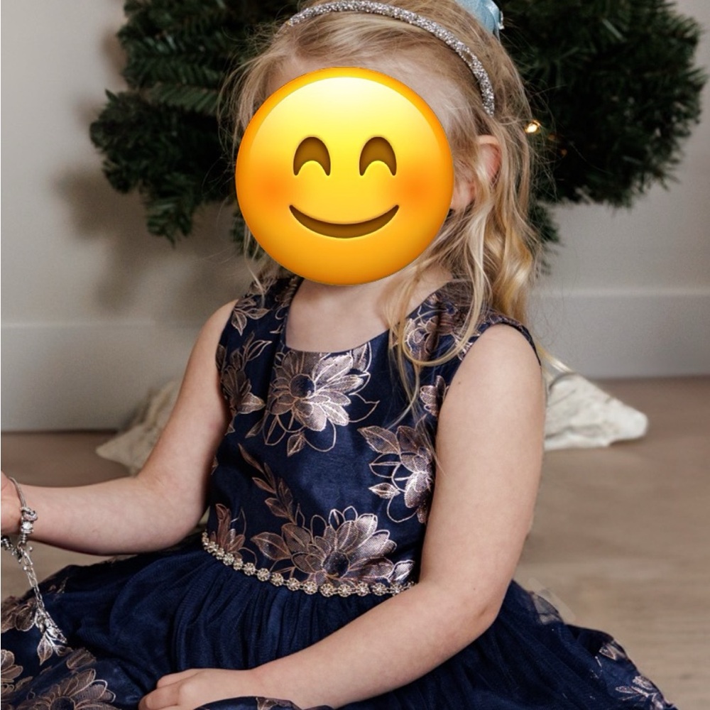 Bonnie Jean Navy and Gold Floral Dress